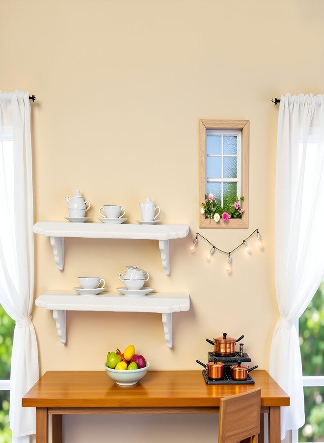 BWESOO 2Pcs White Dollhouse Wall Shelf, 1:12 Scale Miniature Storage Shelf for Kitchen Scene Decor Accessories - Image 4